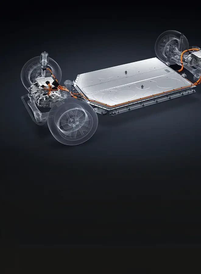 Plataforma elétrica com bateria e motores de um veículo ARCFOX